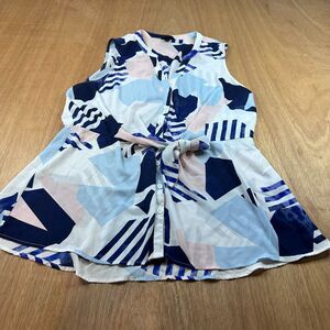 Torrid Sleeveless Blouse Size 0 Large Blue Pink Tie Front Top